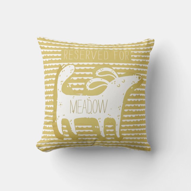 Customised Cute Gold Dog Monoprint Throw Pillow (Front)
