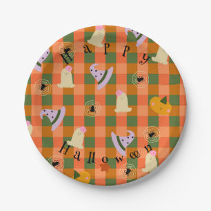 Customised cute little ghost Halloween Paper Plate