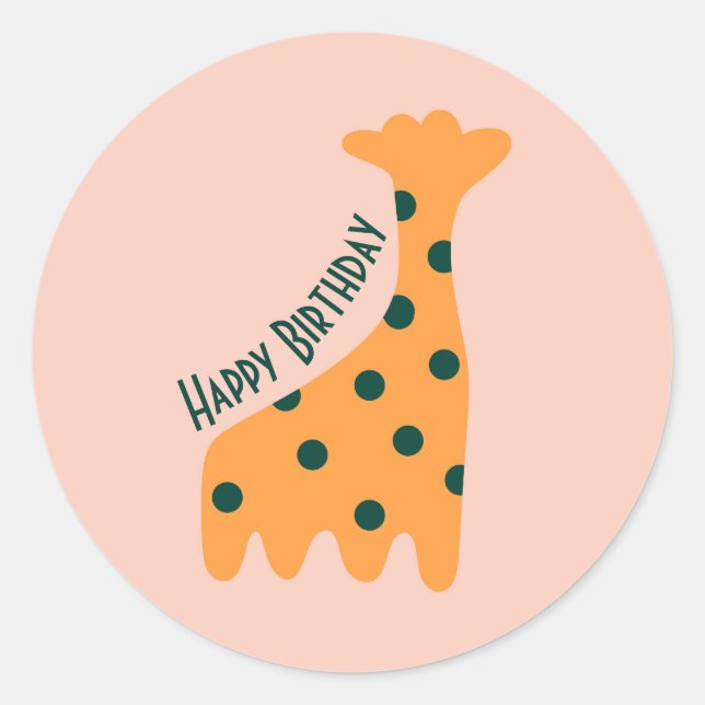 Customised cute orange giraffe  classic round sticker (Front)