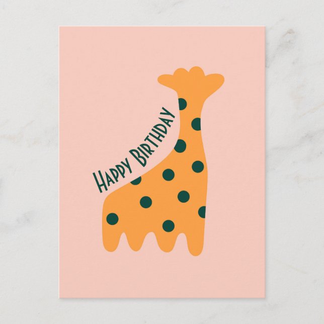 Customised cute orange giraffe  postcard (Front)