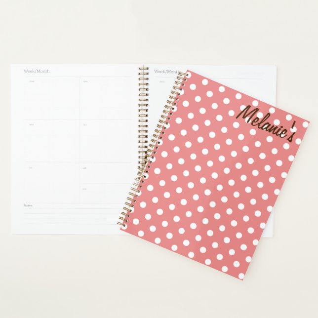 Customised cute pink Polka dots  Planner (Display)