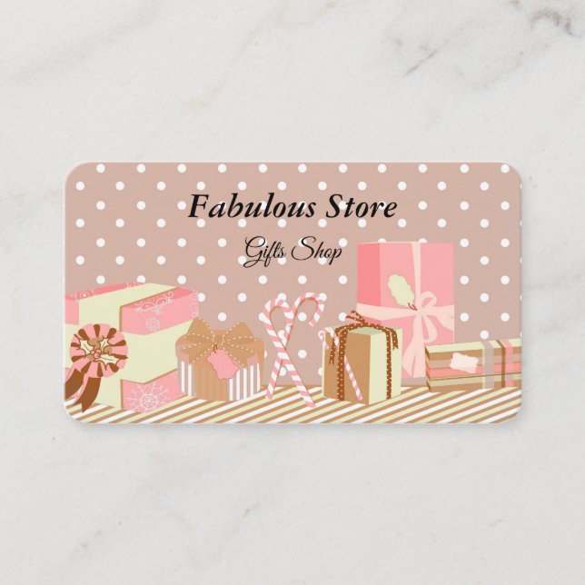 Customised Cute romantic gift shop dots pattern Business Card (Front)