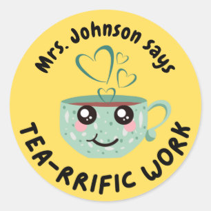 Customised Cute Terrific Work Student Reward Classic Round Sticker