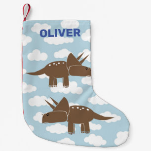 Customised Cute Triceratops Dinosaur Kids  Small Christmas Stocking