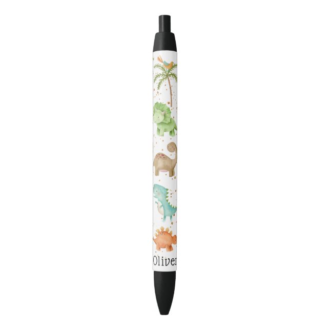 Customised Dinosaurs Kids Black Ink Pen (Front Vertical)