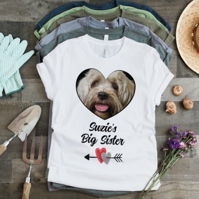 Customised dog big sister photo & text T-Shirt (Creator Uploaded)