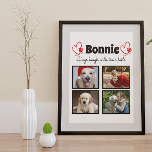 Customised dog four photo collage poster