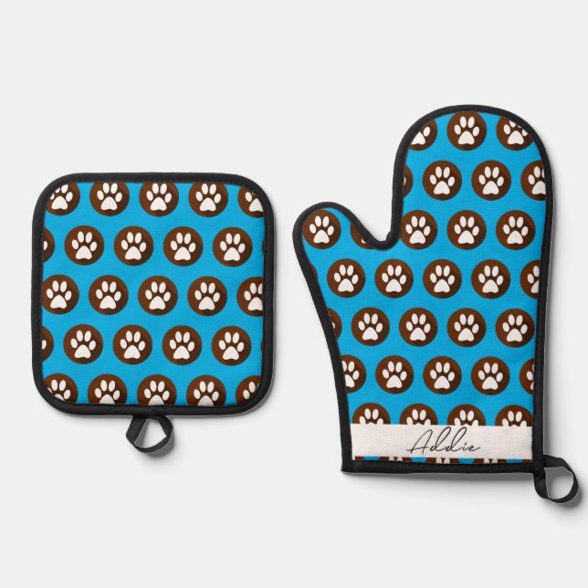 Customised Dog Mitt - Put Your Cute Dog on Custom  Oven Mitt & Pot Holder Set (Front)