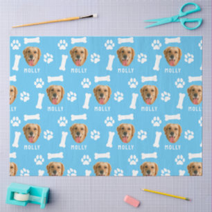 Customised Dog Pet Photo & Name Blue Tissue Paper