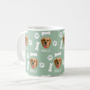 Customised Dog Pet Photo & Name Sage Green Coffee Mug