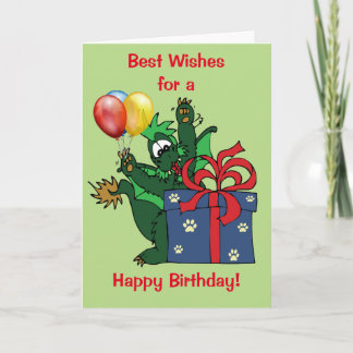 Customised Dragon Happy Birthday Present Balloons Card