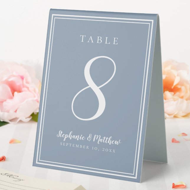 Customised Dusty Blue Wedding Table Number Simple (In SItu (Wedding))
