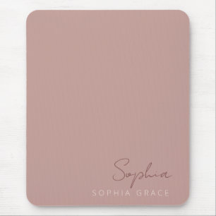 Customised Dusty Rose Modern Handwritten Script  Mouse Pad