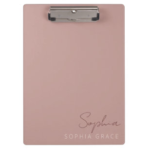 Customised Dusty Rose Modern Monogram Name Clipboard