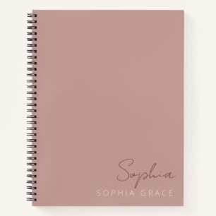 Customised Dusty Rose Modern Monogram Name Notebook