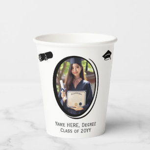 Customised Elegant 2 Photos Graduation Diploma Cap Paper Cups