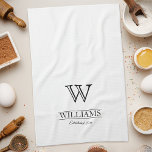 Customised Elegant Classy Monogram Family Name Tea Towel<br><div class="desc">Create your own classy and elegant customised kitchen towel with your own family name and monogram. To edit this design template, simply edit the text fields as shown above. You can even add more text or images, customise fonts and background colour. Treat yourself or make the perfect gift for family,...</div>