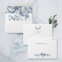 Customised Elegant Engraved Blue Floral Toile
