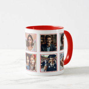 Customised Elegant Family Friend Photo Collage Red Mug