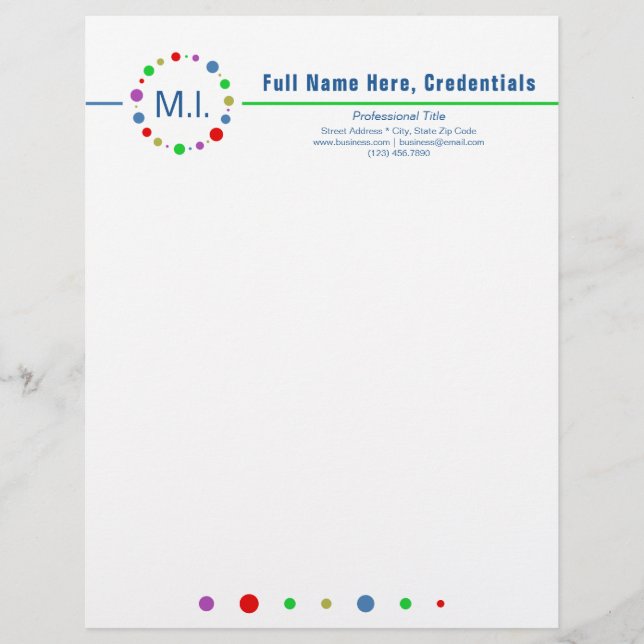 Customised Elegant Minimalist Colourful Circles Ar Custom Letterhead (Front)