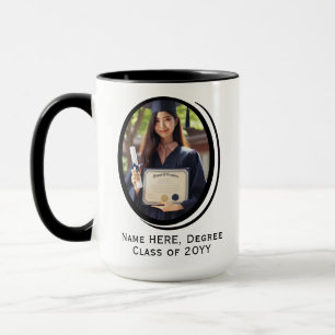 Customised Elegant Modern Oval 2 Photos Graduation Mug
