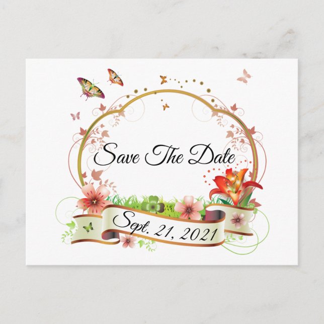 Customised Elegant Save The Date Postcard (Front)
