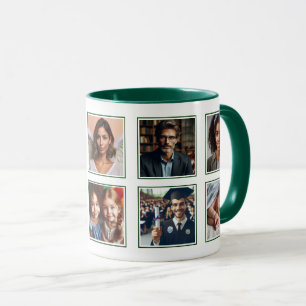 Customised Elegant Ten Photo Collage Hunter Green Mug