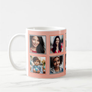 Customised Elegant Ten Photo Collage Peach Orange Coffee Mug