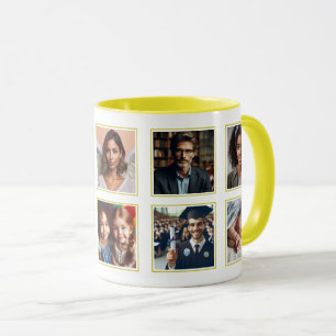 Customised Elegant Ten Photo Collage Yellow Gold Mug