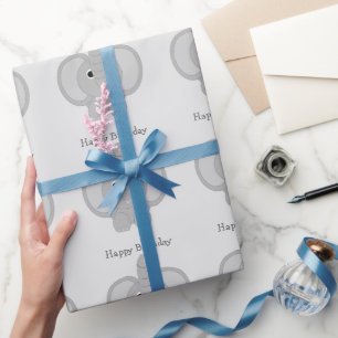 Customised Elephant Birthday Wrapping Paper