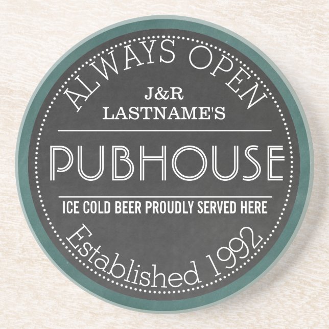 Customised Faux Chalkboard Pub Sign Coaster (Front)