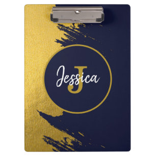 Customised Faux Gold Brushstrokes with Navy Blue Clipboard