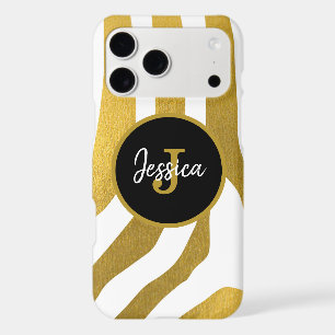 Customised Faux Gold Zebra Print Stripes Pattern