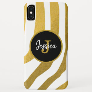 Customised Faux Gold Zebra Print Stripes Pattern iPhone XS Max Case