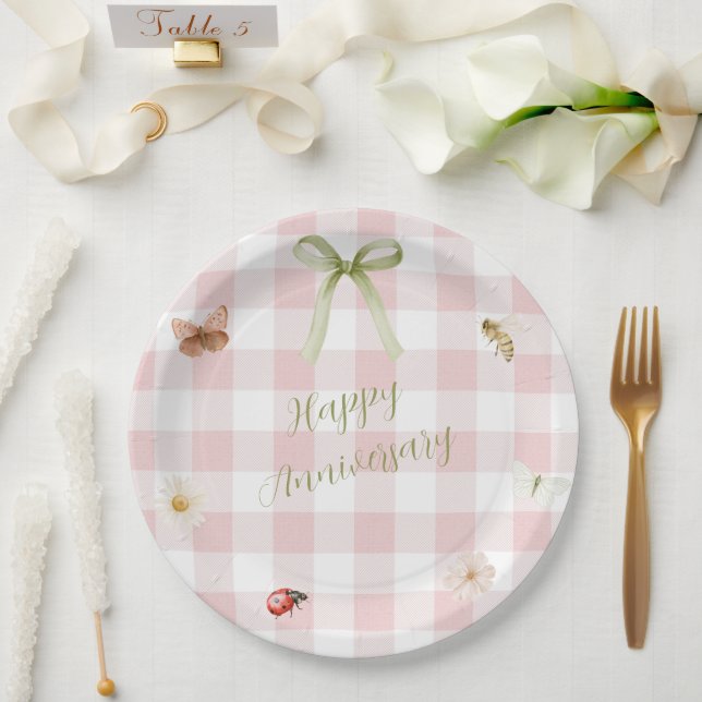Customised Feminine Chequered Paper Plate (Wedding)