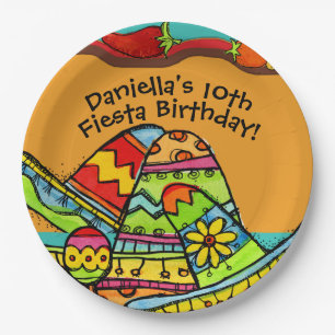 Customised Fiesta Birthday Paper Plate