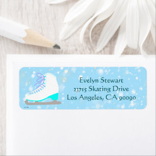 Customised Figure Skating Blue Snow Return Address Return Address Label