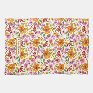 Customised Finally Spring Watercolor Floral Tea Towel