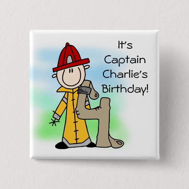 Customised Firefighter 4th Birthday Button (Front)