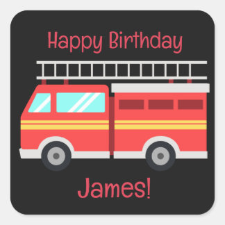 Customised Firetruck Square Sticker
