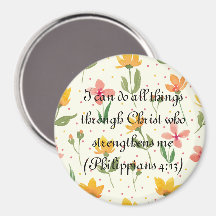 Customised Floral Circle Magnet -Bible Verse