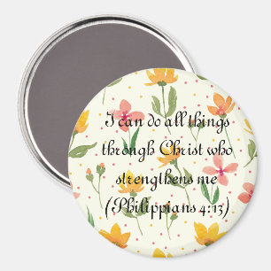 Customised Floral Circle Magnet -Bible Verse