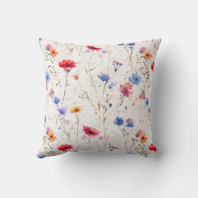 Customised Floral Colourful Throw Pillow (Back)