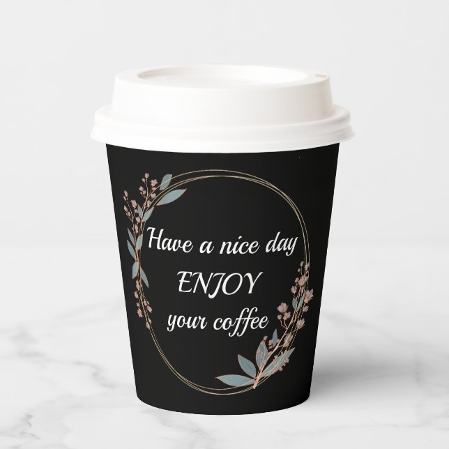 Customised Floral Frame with Morning Text Paper Cups (Front)