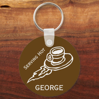 Customised Flying Coffee Saucer Brown Key Ring