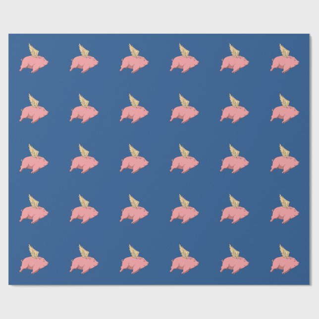 Customised Flying Pig gift wrapping paper (Flat)