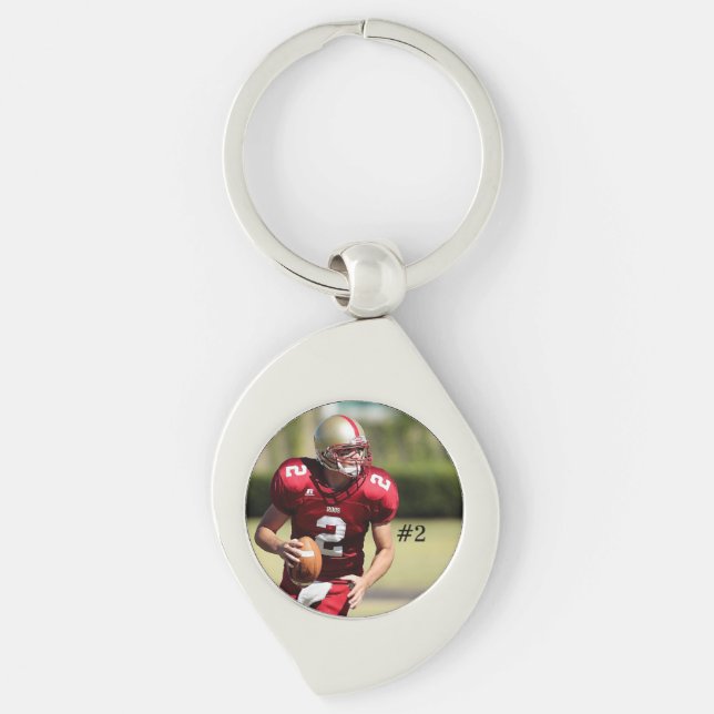 Customised Football Player Photo and Number Key Ring (Front)