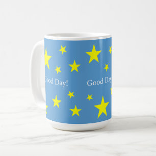 Customised Fun, Golden Yellow Stars, Sky Soft Blue Coffee Mug