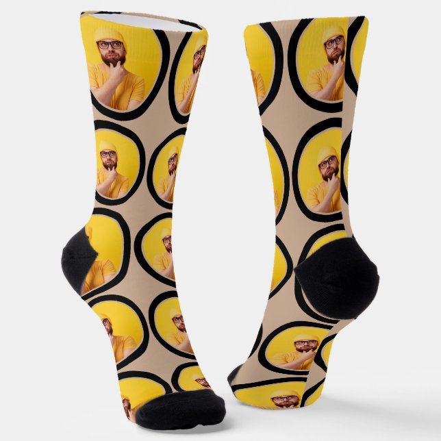 Customised Funny Face Photo Hazelnut Custom Socks (Angled)