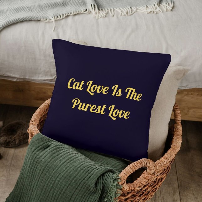 Customised Funny Pet Cat Lover Quote On Navy Blue Cushion (Creator Uploaded)